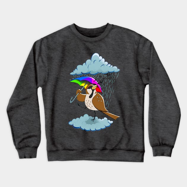 little sparrow under rain Crewneck Sweatshirt by carrillo_art_studios